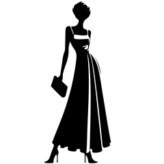 silhouette of a woman in a dress l posing l model l fashion