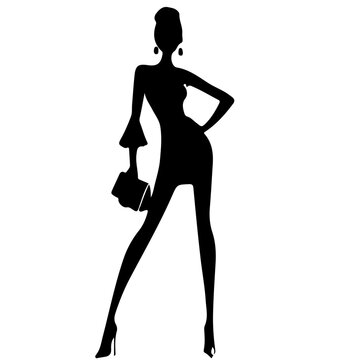 recommend clip art: silhouette of a girl in a pose  l posing l model l fashion