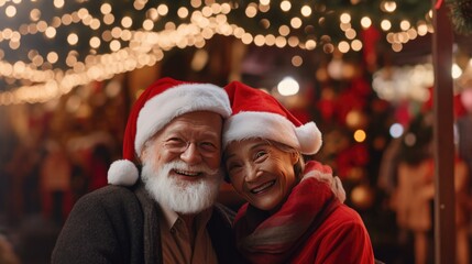 Fototapeta na wymiar A loving couple celebrates Christmas together