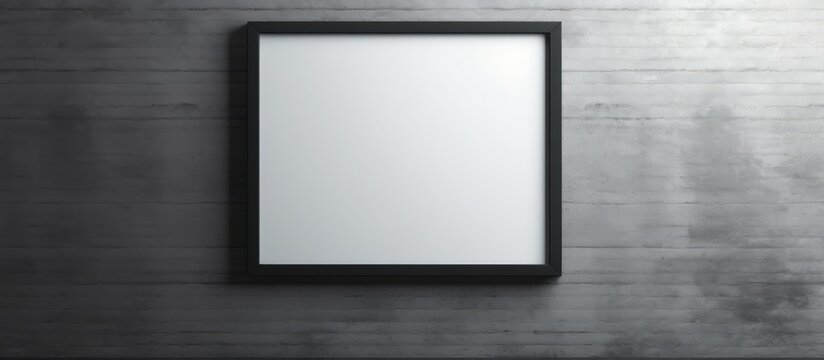 Minimalist black frame illustration on wall background with empty inner area for mock ups