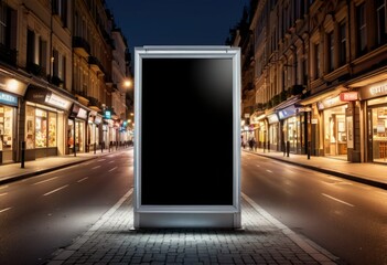 A mockup of a modern empty space advertisement billboard in a night street by ai generated