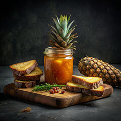 A Jar fresh Pineapple and Toast