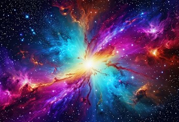 An abstract galaxy background adorned with twinkling stars and ethereal nebula formations by ai generated