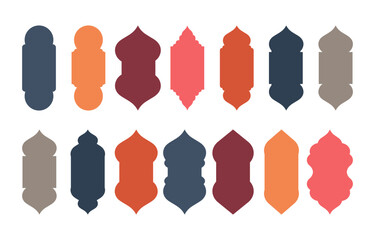 Set of the middle East colorful flat windows frame silhouettes. vector illustration