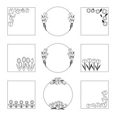 チューリップのフレーム　イラスト　デザイン　セット