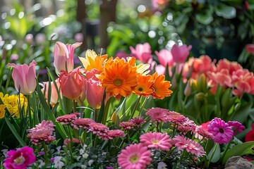 Lush Spring Garden: Thriving Easter Blossoms Amidst Springtime Bloom