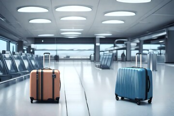 Suitcases in airport. Travel concept.