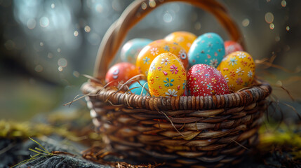 easter eggs in basket