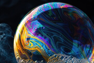 The iridescent surface of a soap bubble