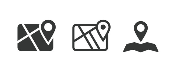 City map icon pin pointer vector pictogram simple minimal graphic illustration set, street road navigation web sign symbol line outline stroke art image clipart © vladwel