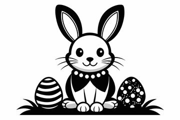 bunny easter in black and white  