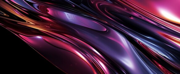 Futuristic Neon Swirls and Abstract Digital Artwork - Vibrant Pink and Black Color Fusion Background Ideal for Modern Design Projects and Creative Concepts