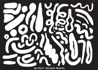 Abstract freehand drawing, Cute doodle Black dry brushstrokes hand drawn vector set ,Curved and zig zag black paint brushstrokes