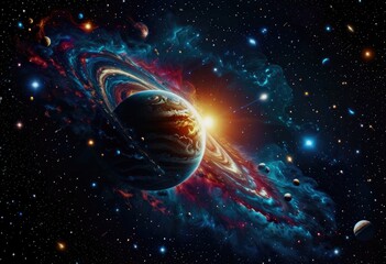 the beauty of outer space planets, stars, and galaxies, showcasing the wonders of space exploration by ai generated