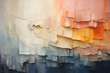 Accordion folds weaving through a tapestry of dusty abstract colors