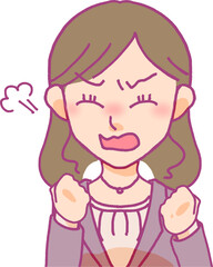 怒っている女性のイラスト