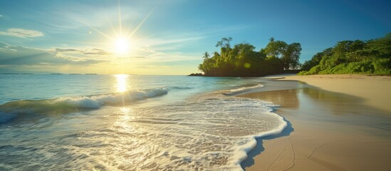 Obraz premium Summer photograph of the sun and a beach on an island.