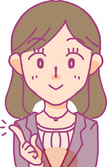 指を立てて説明する女性のイラスト