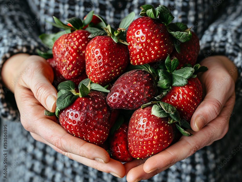 Wall mural handful of strawberries