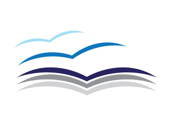 Bird like shape forming into a book or documents in abstract style. Editable CLip Art.