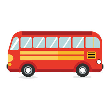  Bus flat vector illustration on white background