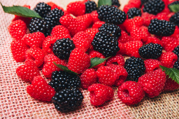 raspberries and blackberries - delicious mix close-up