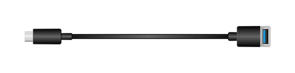 横向きの変換ケーブル_USB Type-C_オス_USB Type-A 3.0_メス