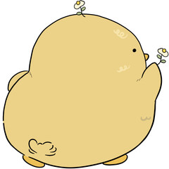 Gigi chick with her white flower.