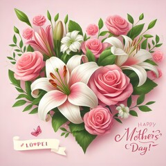 Happy mother's day bouquet of pink roses