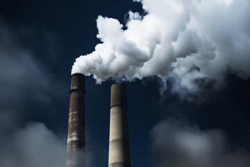 Fumes coming out of industrial factory chimney