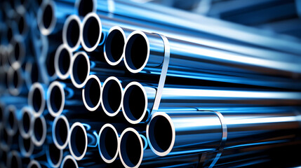 High quality steel pipes stored in warehouse