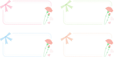 母の日に使えるカーネーションとリボンのベクターフレーム素材