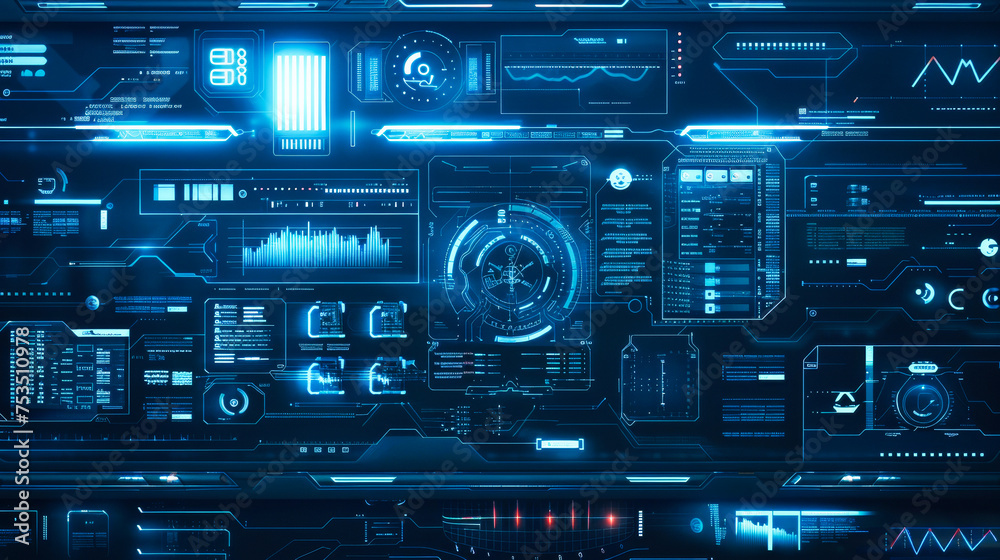 Poster dark user interface screen displaying analytics and data