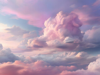 Soft, dreamy clouds in shades of pink, lavender, and blue background