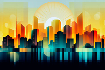 Urban sunrise abstract vector illustration