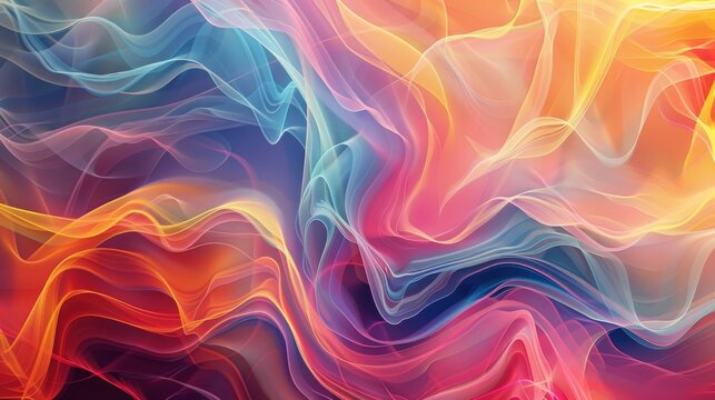 Abstract representation of dynamic waves with a gradient of vibrant colors creating a flowing and energetic visual effect.