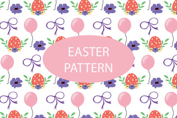 adorable cute easter pastel color pattern decoration background. bunny, flower, egg