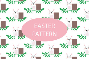 adorable cute easter pastel color pattern decoration background. bunny, flower, egg