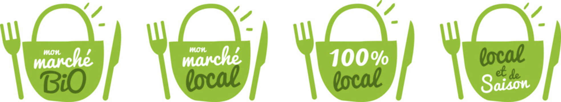 Logo consommer local et de saison, march&eacute; bio, march&eacute; local