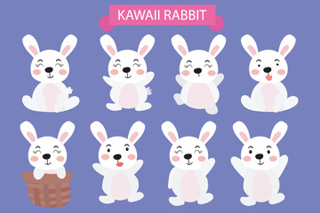 cartoon little rabbit on the easter celebration. Collection of Easter bunny and egg. easter egg, bunny character, banner templates