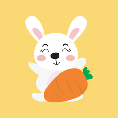 Obraz premium cartoon little rabbit on the easter celebration. Collection of Easter bunny and egg. easter egg, bunny character, banner templates