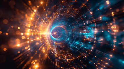 Digital Perspectives series. Abstract design made of numbers, light grids and fractal elements on the subject of business, science, education and technology.