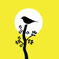 Conceptual illustration of a bird sitting on a branch