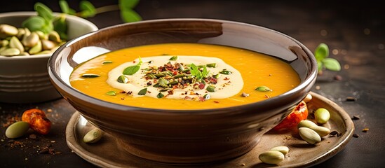 Vibrant Bowl of Vegetable Soup Ready to Delight Taste Buds with Fresh Ingredients and a Wholesome Approach