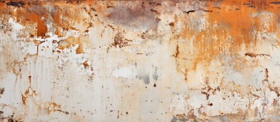 Weathered Rustic Wall Adorned with Vibrant Red and White Paint Streaks