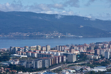 Panoramic view of the Navia neighborhood in Vigo, Pontevedra, Galicia, Spain
