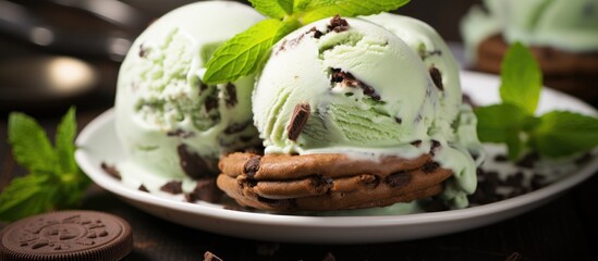 Indulgent Plate with a Variety of Ice Cream Scoops and Decadent Chocolate Covered Cookies