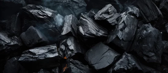 Poster Burning Coal Heap: Intense Fire in a Pile of Darkened Fossil Fuel © vxnaghiyev