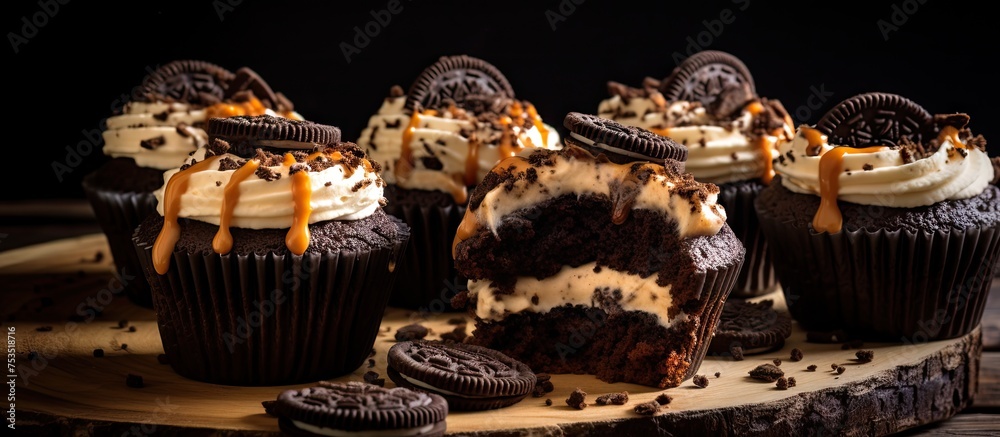 Poster indulge in decadence: tempting chocolate cupcake with a rich bite of cocoa