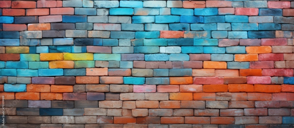 Poster Rustic Brick Wall Background with Weathered Texture for Architectural Design Elements